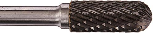 Drill America SC-3A Carbide Burr/Rotary File Cylindrical Radius-End Double Cut for Die Grinder 3/8" Dia. x 1" Cut Length with 1/4" Shank and 2-3/4" Overall Length, DUL Series