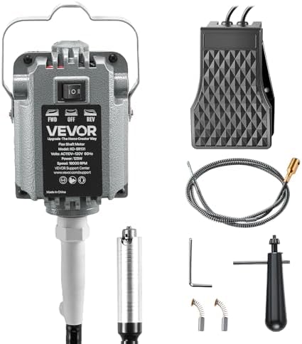 VEVOR Flex Shaft Grinder, 125W 18000RPM Electric Flex Shaft Rotary Tool, Foot Pedal Control Hanging Carver Grinder with Forward-Reverse Rotation for Carving Buffing Engraving Polishing