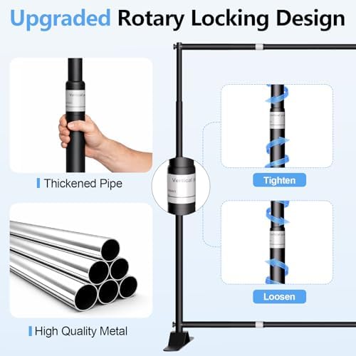 10x10FT Banner Stand, Heavy Duty Step and Repeat Stand, Black