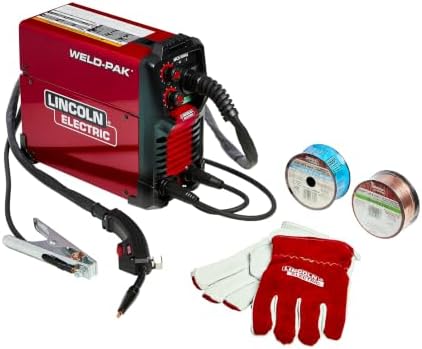 Lincoln Electric Weld-Pak 90i MIG MIG/Flux-Cored Wire Feeder Welder, Extra Large Metal Working Gloves, and MIG & Flux Cored Welding Wire Combo Kit, K5387-9