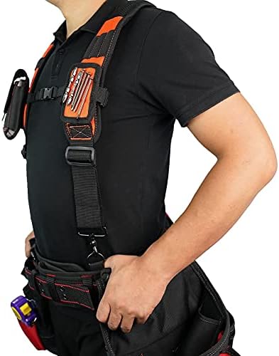 MELOTOUGH Magnetic Tool Belt Suspenders with Magnetic WristBand for Work Belt Padded Suspenders Constrcution