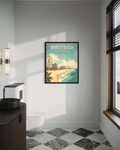 Myrtle Beach South Carolina Unframed Wall Art Print Poster, US Vintage Retro Beach Scenery Posters Prints for Restroom Home Picture Painting Artwork Gallery 219 (Myrtle Beach South Carolina, 20"L x 16"W, Unframed)