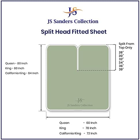 JS Sanders Collection Split Head Sheet Set Cal. King Size,Moss
