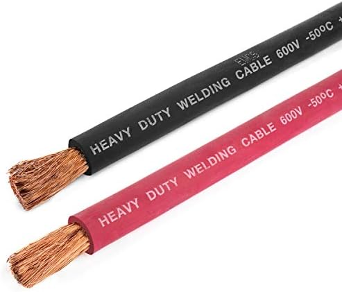 EWCS 4 Gauge Premium Extra Flexible Welding Cable 600 Volt Combo Pack - Black+Red - 15 Feet of Each Color - Made in the USA