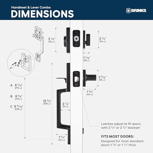 BRINKS Contemporary Keyed Entry Door Handleset with Lever and Deadbolt, Modern Front Door Lock Set, Easy Install, Pick-Resistant (Straight Lever, Tuscan Bronze)