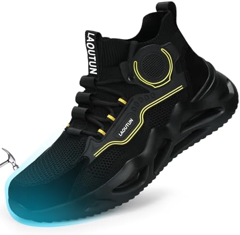 LAoutun Steel Toe Shoes for Men Work Shoes Safety Sneakers Lightweight