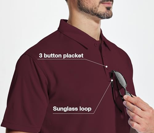 ZITY 5 Pack Polo Shirts for Men with Pocket Dry Quickly Short Sleeve Athletic Outdoor Work Collared Shirts