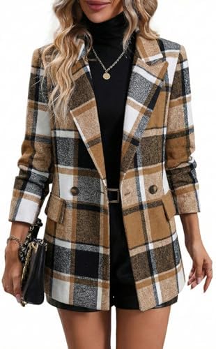 Mina Self 2026 Women's Fall Plaid Blazer Houndstooth Jacket Business Casual