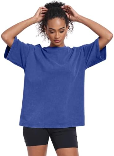 Womens Vintage Oversized T Shirts Acid Washed Baggy Cotton Tee Workout Gym Shirts Boyfriend Short Sleeve Tops