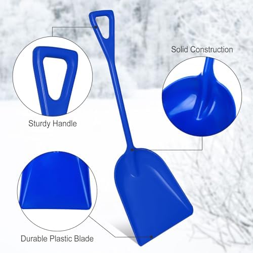 Frienda 3 Pcs Plastic Snow Shovel Large Scoop Shovel, Blue