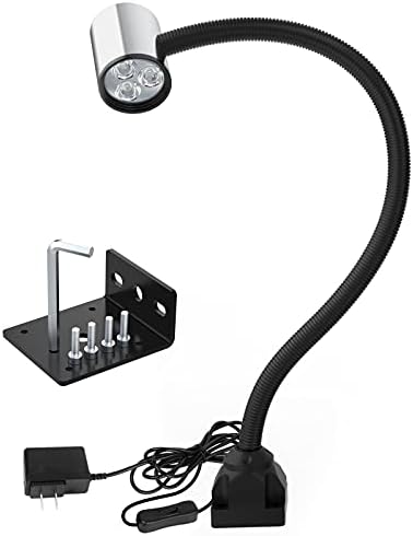 Led Machine Work Light, IP65 Water Proof 23in Flexible Gooseneck Lamp 900 Lumens 120 Volt for Lathe Milling Drill Press Industrial Lighting, Install With Screws