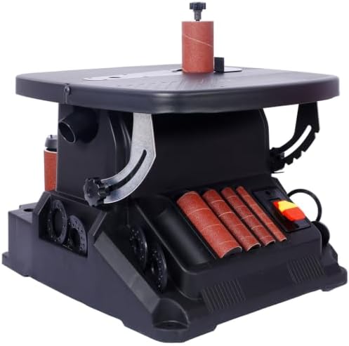 Oscillating Belt and Spindle Sander, 500W 2 in 1 Woodworking Machine with 5 Sanding Sleeves and 4x24 Belt, Efficient Dust Collection for Woodworking Projects, Furniture Finishing, DIY Projects