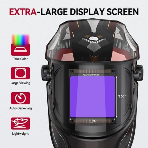 ARCCAPTAIN Welding Helmet, 3.94"×3.66" Auto Darkening Welding Hood