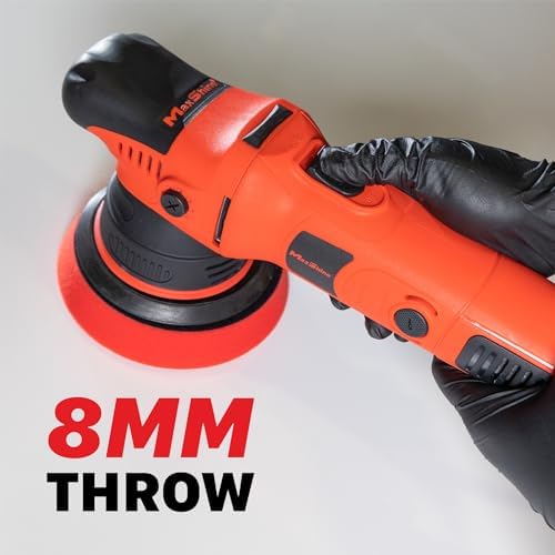 Maxshine M8S V2 Dual Action Polisher Sand – 8mm Throw Random Orbital Buffer, 1000W Detailing Machine with 5″ Backing Plate – 6-Speed, 5/16″ Thread for Car, Truck, SUV & Boat Paint Correction
