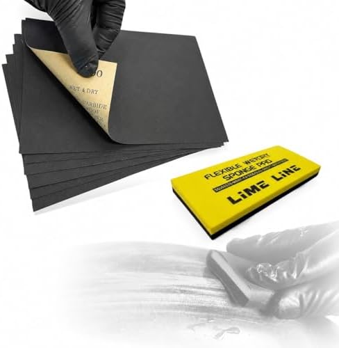 LiME LiNE Sanding Sheets 25 Pack, Automotive Grade Silicon Carbide Wet or Dry Sand Paper (Combo with Sanding Pad)