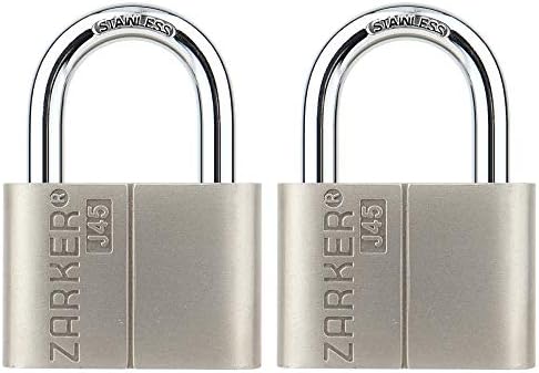 J45 keyed Alike Padlocks, Heavy Duty Stainless Steel Shackle Lock, 6 Keys, Waterproof and Rustproof Storage, Warehouses, Garage, Outdoors, 2-Pack