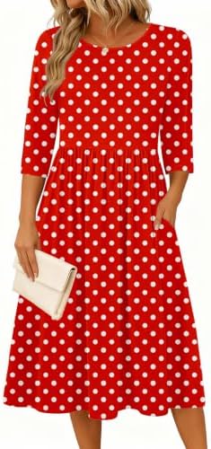 Zeagoo 3/4 Sleeve Women's Dress Casual Aline Summer Fall Midi Long Dresses