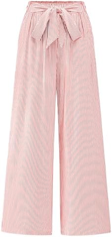 BTFBM Striped Palazzo Pants for Women Fall 2026 Wide Leg Dress Work Pants