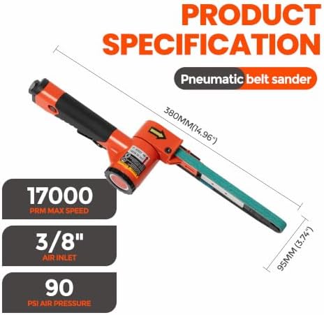 1/2"x18" Air Belt Sander with 20Pcs Zirconia 40/60/80/120 Grit Belts