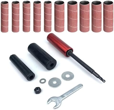14 Pack Spindle Sander Sleeves Drum Sander Kit Set Sanding Sleeves Spindle Adapter Rubber Drum Wrench Suitable for Woodworking Metal with