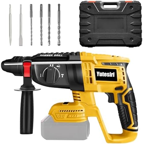 Cordless Rotary Hammer Compatible With Dewalt 20V MAX Battery,Brushless SDS 2.7Joules Rotary Hammer Drill for Concrete/Masonry/Wood,4 Modes with 6 Drill (Battery Not Included)