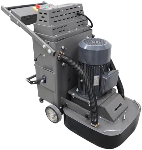 Concrete Floor Grinder Hand-Push Cement Ground Grinder Floor Polishing Machine 40L Dust-free Grinding Machine with 9-head Grinding Chassis, 220V 7.5KW