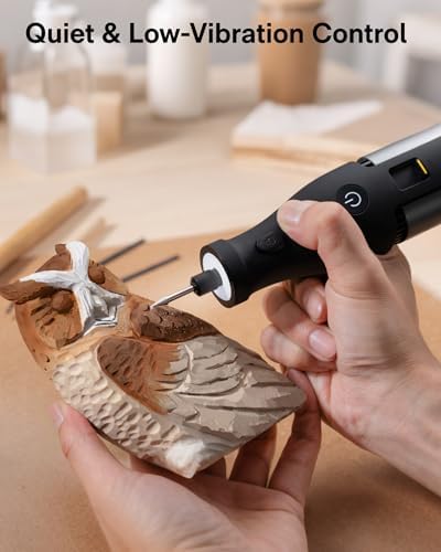 HOTO 12V Cordless Rotary Tool Kit, 35000 RPM Powerful Brushless Motor, Variable Speed, 3000mAh & LED Light, 37 Premium Accessories for 3D Printing Sanding, Polishing, Carving, Drilling& DIY Crafts