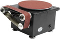 100W Electric Bench Sander Belt Disc Sander 6" Sanding Disc and 1.2 x 15" Sanding Belts, 7 Gears Speed Small Spindle Sander Machine for Curve Grinding, Wood, Metal, Stone Black 110V
