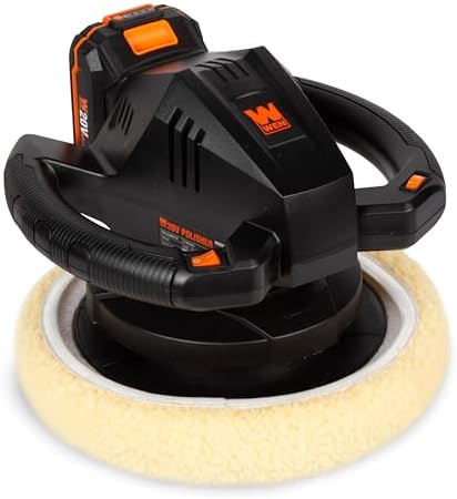 WEN 20V Max Cordless 10-Inch Random Orbital Polisher and Waxer Kit with 2Ah Battery, Charger, and Bonnets (20870)
