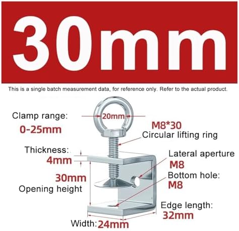 1PCS Galvanized Carbon Steel Tiger Clamp Multiple Shapes Open Height 20-130MM Thickened Material Fixed Fixture Clamping Device(30MM,O Type)