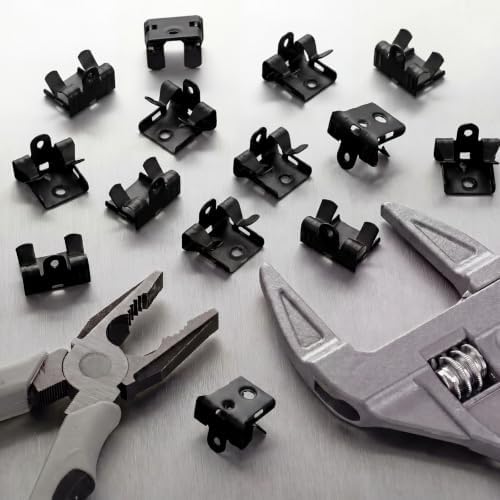 Hicarer 50 Pcs Hammer on Flange Clip Bottom Mount 5/16-1/2 Inch Clamp Bulk with Hole Cable Clip for Flanges Spring Steel
