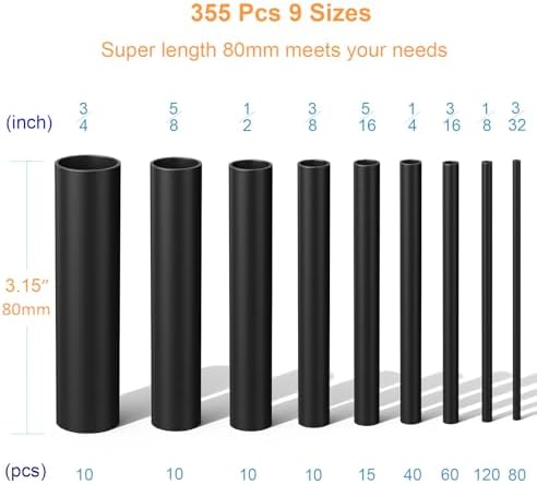 Heat Shrink Tubing Kit 355pcs Shrink Wrap Tube Waterproof Connectors