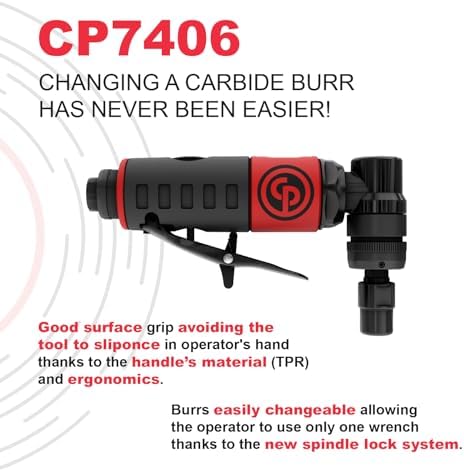 Chicago Pneumatic CP7406, Right Angle Air Die Grinder, 1/4 in Collet