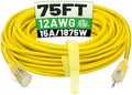POWGRN 75 FT 12/3 Outdoor Extension Cord Waterproof Heavy Duty Power Cord