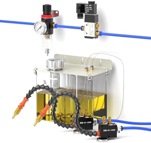 Misting Spray System for Cutting Machine, with Pump and Solenoid Valve Filter, Mist Coolant Lubrication Spray System, for Metal Cutting Engraving Lathe Milling CNC Machine