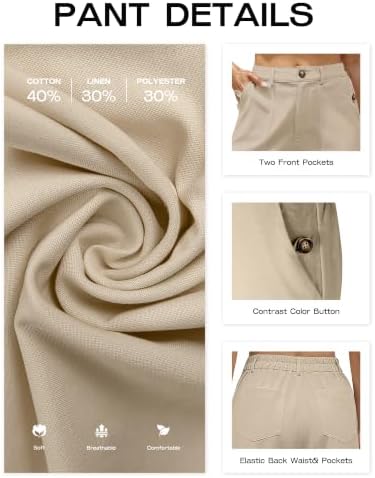 Bsubseach Womens Cotton Linen Pants Wide Leg Work Casual Pants