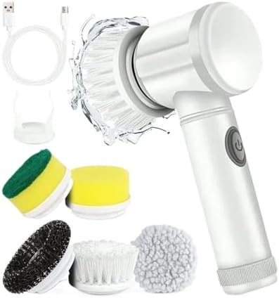 Electric Spin Scrubber, Cordless Cleaning Brush with 5 Heads