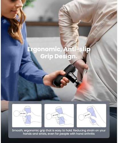 BOB AND BRAD Q2 Plus Mini Massage Gun with Heat, Pocket-Sized Heated Deep Tissue Massager, FSA Portable Muscle Massager Gun, Ultra Small & Quiet Travel Massage Gun for Pain Relief, HSA Eligible