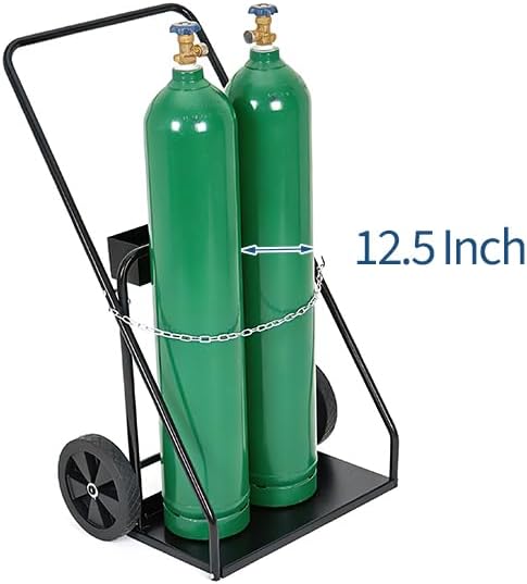 Dual Oxygen Cylinder Cart, Heavy Duty Welding Cylinder Cart & Cutting Torch Cart with 10" Wheels, Safety Chains, 440 lbs Capacity for Workshop Use