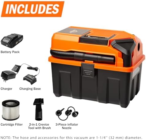 Armor All DVTB202 0902 2.5-Gal 20V Cordless Wet/Dry Vac with 2.0Ah Battery