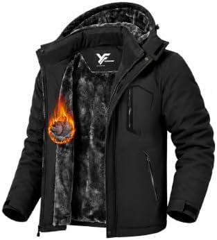 Yufawow Men Winter Jacket Skiing Jacket Insulated Fleece Lined Waterproof Windbreaker for Snowboard Hiking Camping ATV Outdoor Work
