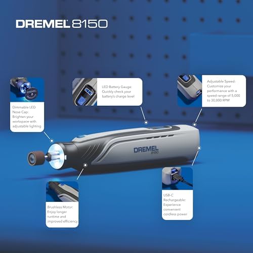 Dremel 8150 8V Cordless Rotary Tool Kit w/LED Nose Cap and 20 Accessories