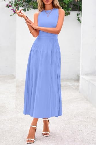 PRETTYGARDEN Women's Summer Pleated Midi Work Dress