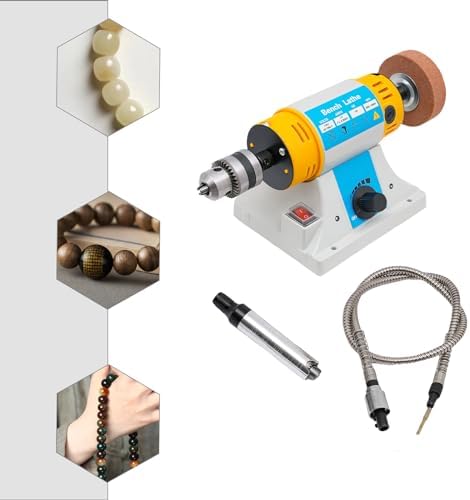 Bench Buffer Polisher, Speed Adjustable Jewelry Polisher Buffer Grinder, Benchtop Buffing & Polishing Machine for Jewelry Metal Wood Jade Knife Diamond Gold Silver Amber Leather