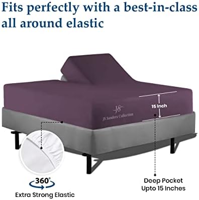 JS Sanders Collection Split Head Sheet Set King Size,Plum