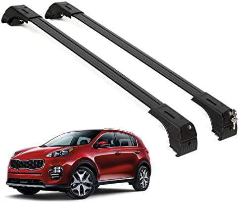 ERKUL Roof Rack Cross Bars for Kia Sportage 2017-2022 | Aluminum Crossbars with Anti Theft Lock for Rooftop | Compatible with Flush Rails - Black
