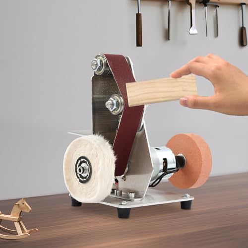 Mini Belt Sander Electric Bench Grinder Sanding Machine Table Top Grinder Polisher Electric Spindle Sander for Metal Working