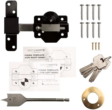 GATEMATE 2” Single Locking Long Throw Lock, High Security with Slide Bolt, Stainless Steel & Powder Coated, Corrosion Resistant, Elongated Keep for Gate Drop.