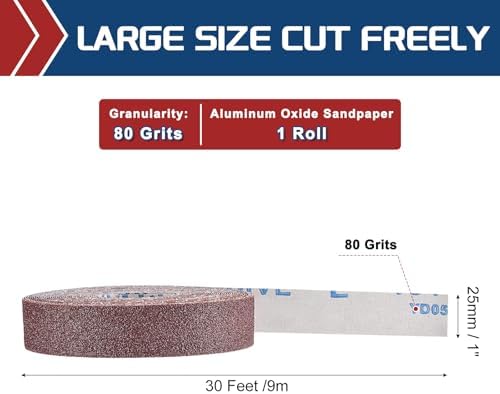 Sandpaper Roll 1Inch 30FT 80Grit Aluminum Oxide Emery Cloth Roll