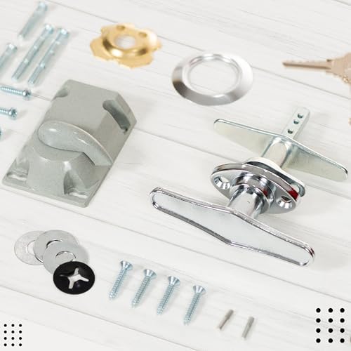 Garage Door Lock Kit, T Handle Lock Cylinder with Key, Garage Door Opener, Garage Replacement Parts